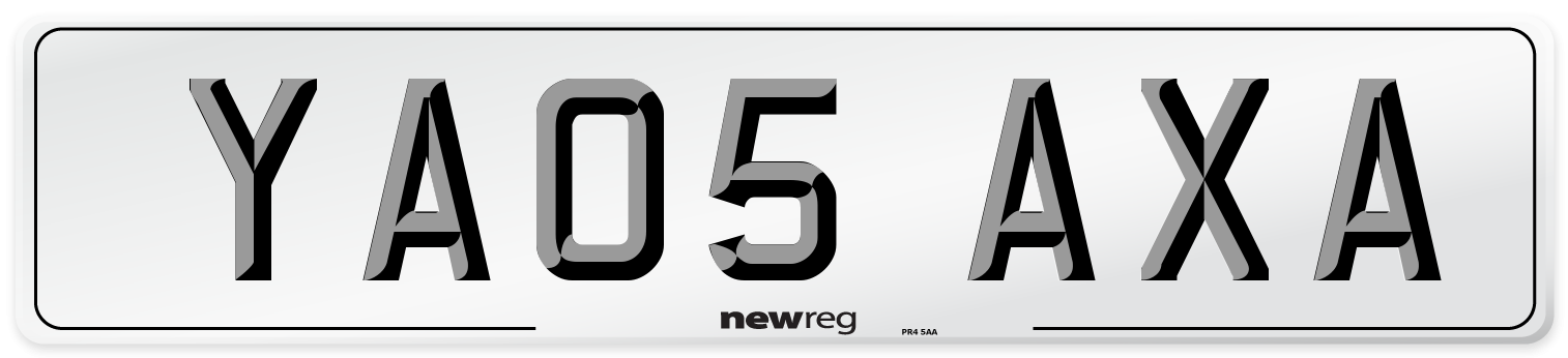 YA05 AXA Number Plate from New Reg